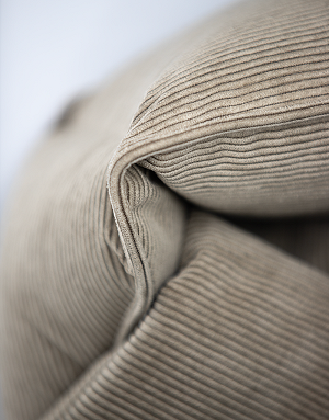 Zoom tissu velours côtelé beige du lit pour chien - détail matière