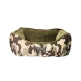 Panier pour chien camouflage & Velours kaki réversible