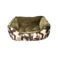 Panier pour chien camouflage & Velours kaki réversible