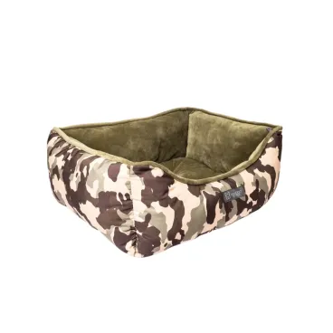 Vue du panier pour chien - 2-en-1 camouflage et velours doux