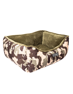 Vue du panier pour chien - 2-en-1 camouflage et velours doux