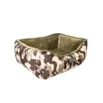 Panier pour chien camouflage & Velours kaki réversible