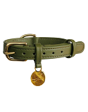 Collier pour Chien en Cuir Kaki - Élégance & Intemporalité