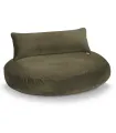 Coussin Luna Lounge Oxford Olive et son dossier sur fond blanc.