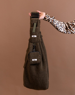 Sac bandoulière pour chien Teddy kaki - Vue complète verticale