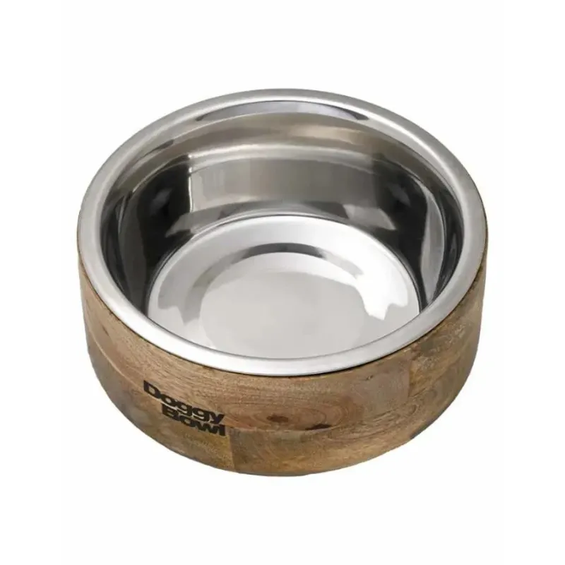 Gamelle en bambou & Inox amovible pour Chien - Doggy bowl