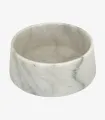 Gamelle ronde en marbre blanc de Carrare – vue de profil.