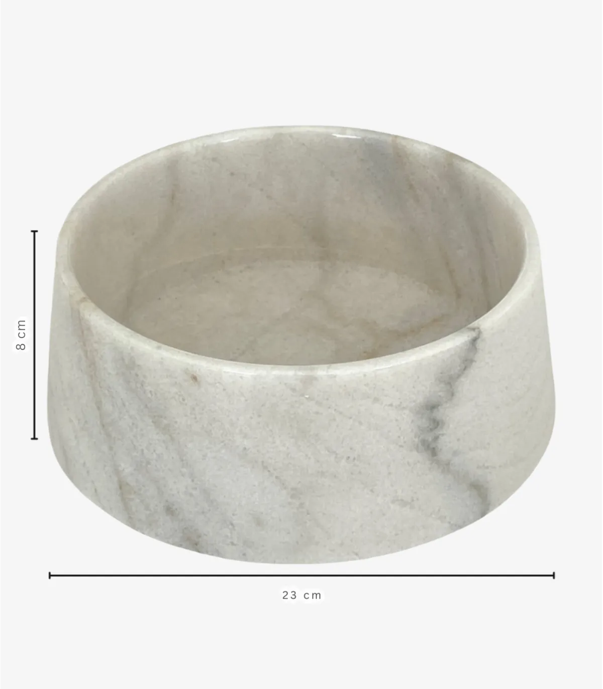 Dimensions de la gamelle en marbre de Carrare pour chien et chat.