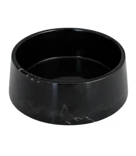 Gamelle en marbre noir pour chien et chat sur fond blanc.