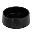 Gamelle en marbre noir pour chien et chat sur fond blanc.