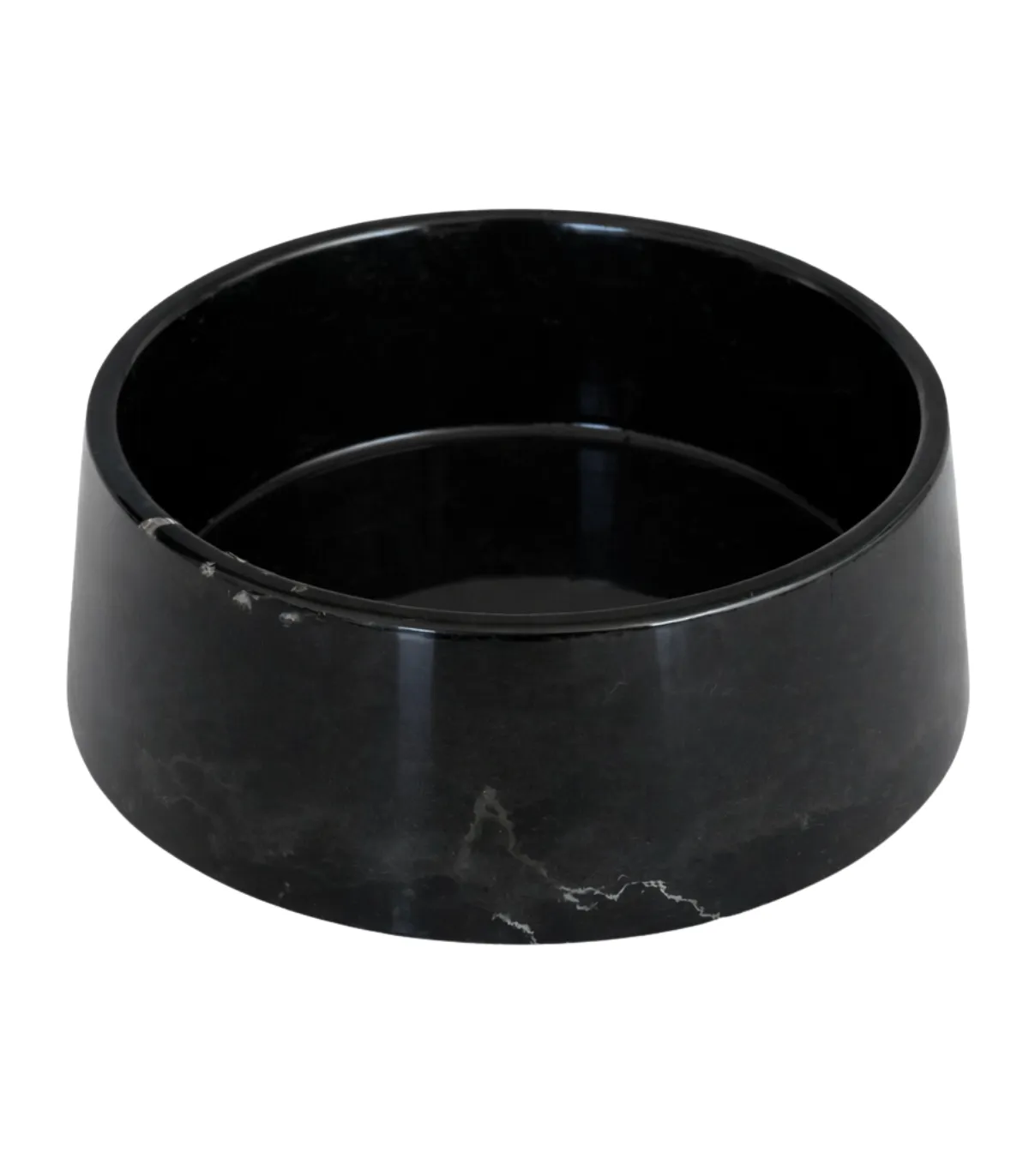 Gamelle en marbre noir pour chien et chat sur fond blanc.