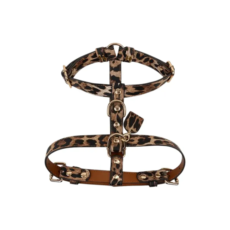 Harnais Léopard en Y - Cuir vegan - Luxe & confort