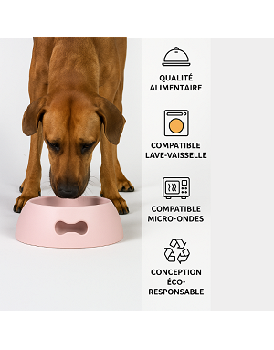 Détail gamelle rose pour chien - résistante & durable