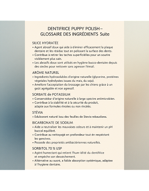Composition du dentifrice naturel pour chien au beurre d’arachide