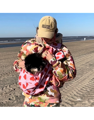 sac bandoulière pour chien avec poche téléphone et sac à crottes assorti