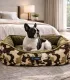Petit chien dans un panier réversible camouflage kaki