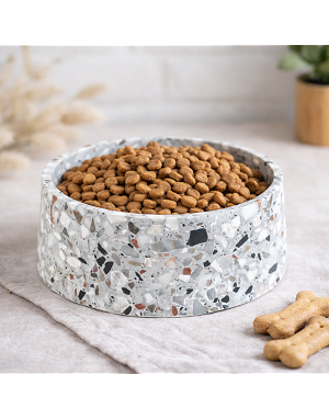 Gamelle pour chien en pierre naturelle Terrazzo - design élégant et stable