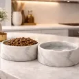 Gamelle pour chien marbre de carrare véritable - Élégance Italienne Unique