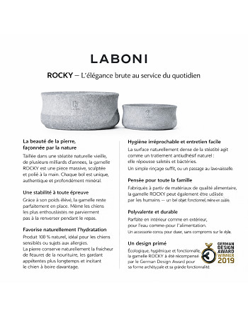 Gamelle Rocky en stéatite naturelle - Design haut de gamme pour chien - Bella Concept Store Dog