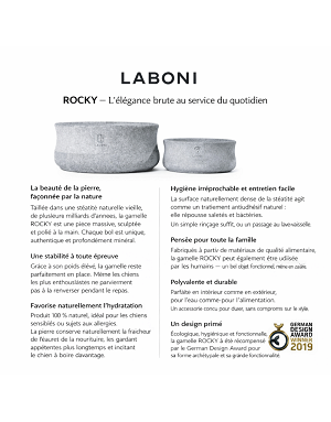 Caractéristiques gamelle rocky Laboni chien chat