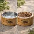Gamelle en bambou & Inox amovible pour Chien - Doggy bowl