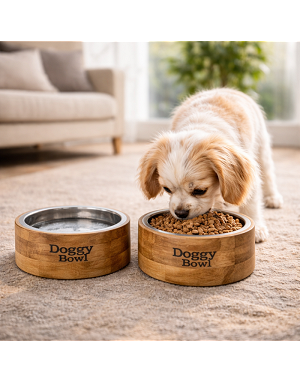 Gamelle bambou Doggy bowl vue de face. Bella concept store dog