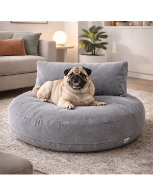 Lit orthopédique pour chien Luna Lounge Grey en tissu gris haut de gamme