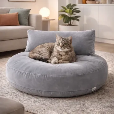 Luna Lounge Grey LABONI couchage design gris pour chien en intérieur contemporain