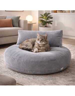 Luna Lounge Grey LABONI couchage design gris pour chien en intérieur contemporain