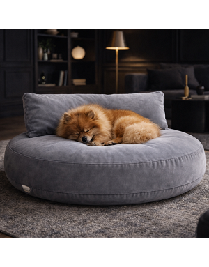 Couchage design pour chien Luna Lounge Grey intégré dans un intérieur chic