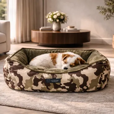 Panier pour chien motif camouflage couchage haut de gamme