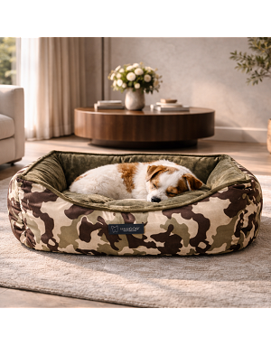Panier pour chien motif camouflage couchage haut de gamme