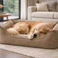 Panier pour chien en velours côtelé beige - Confort cocooning