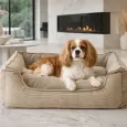 Panier pour chien en velours côtelé beige - Confort cocooning