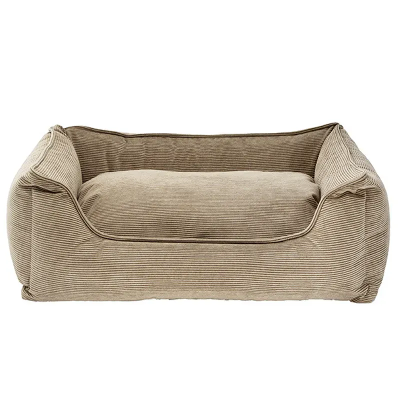 Panier pour chien en velours côtelé beige - Confort cocooning
