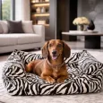 Panier zèbre design pour chien - Confort orthopédique