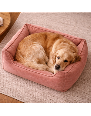 Panier pour chien haut de gamme rose – couchage spacieux pour grand chien