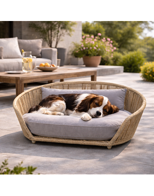 Panier chien design Oxford LABONI coussin gris