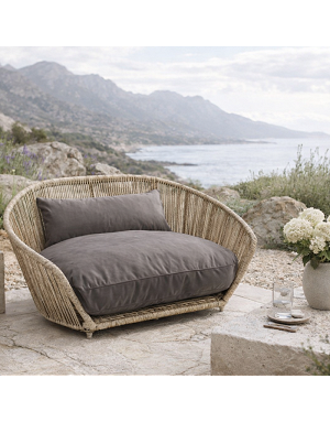 Panier chien design Stone rotin naturel