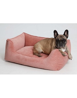 lit pour chien rose moelleux en velours côtelé