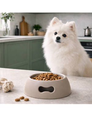 gamelle-pour-chiot-design-pratique-bol-chien-petit-format-taupe
