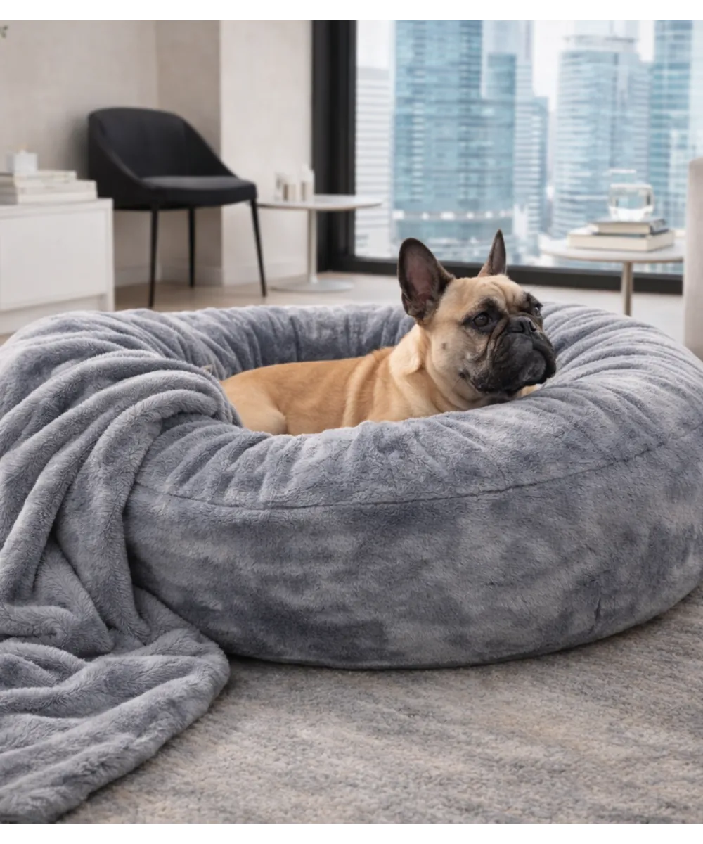 Couchage pour chien Donuts – détail du tissu.
