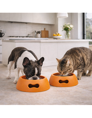 gamelle-chien-orange-stable-antiderapante