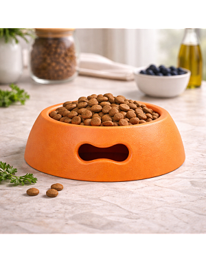 gamelle-chien-antiderapante-orange-luxe-design