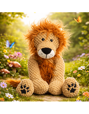 Peluche lion pour chien - Jouet couineur & réconfort - Fabdog