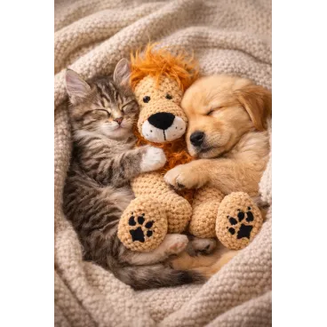 Peluche lion pour chien - Jouet couineur & réconfort - Fabdog