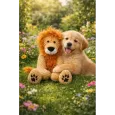 Peluche lion pour chien - Jouet couineur & réconfort - Fabdog