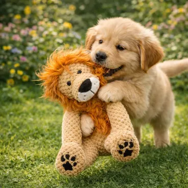 Peluche Lion Chien Fabdog – Jouet Doux Couineur & Réconfort