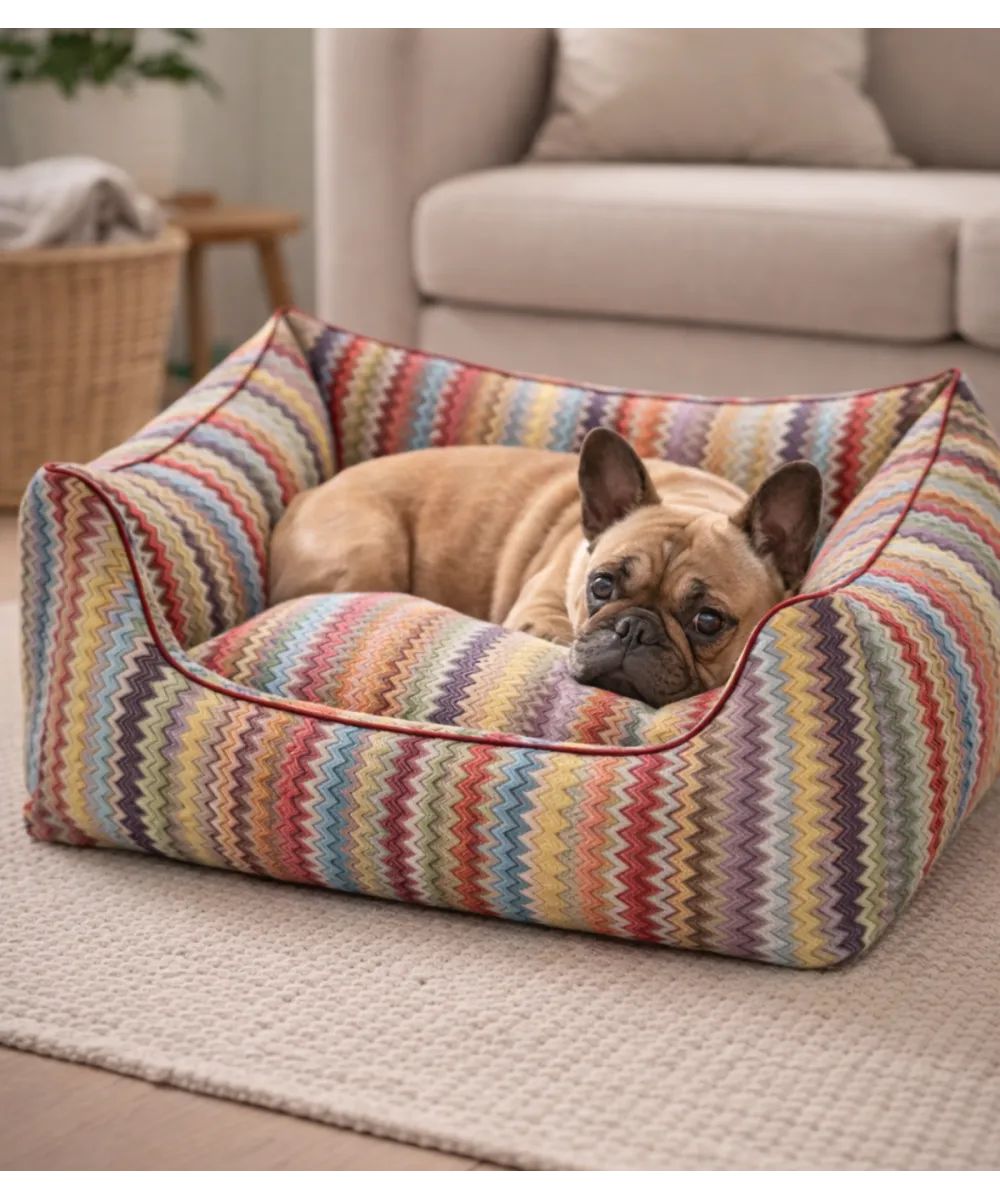 Panier pour chien ZigZag – intérieur rembourré confortable.