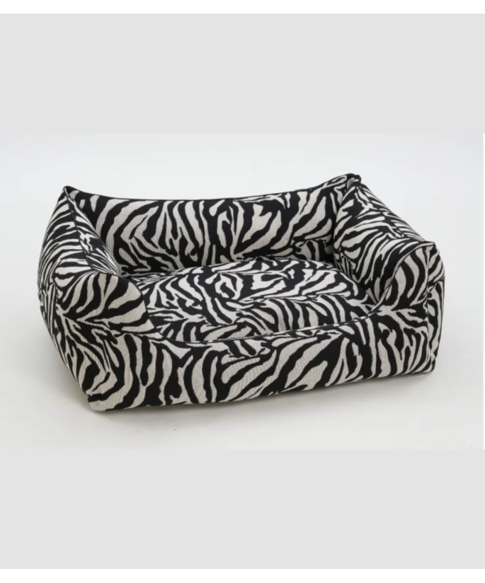 Panier cocon zèbre design pour chien - Confort orthopédique